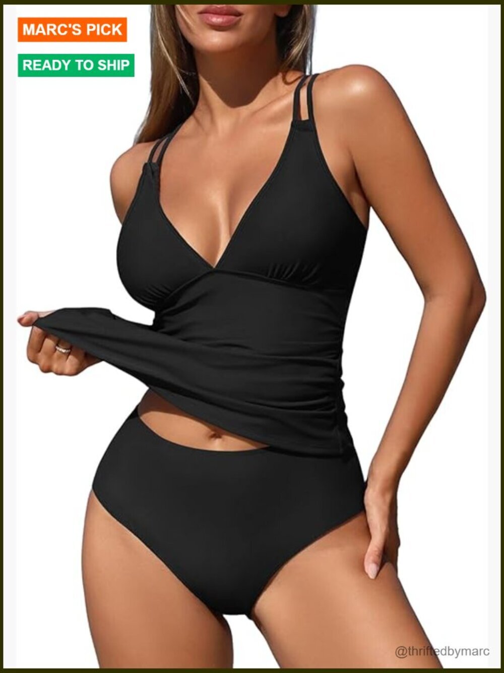 Push Up Tankini Top High Waist Tummy Control Bottom 2 Piece